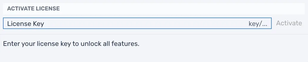 The Activate License window: the License Key field and the Activate button